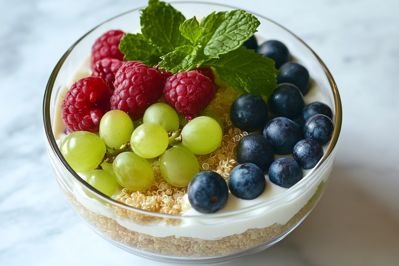 BE FIT JC Quinoa Fruit Salad recipe fitness in the kitchen